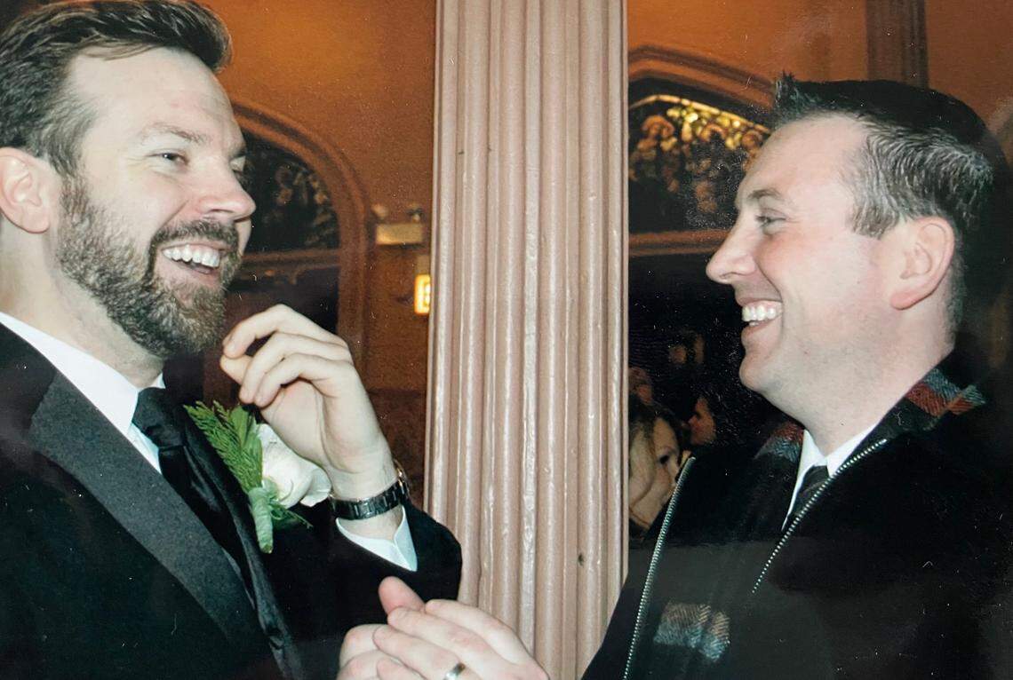 Brendan Curran, right, with his longtime friend, Jason Sudeikis.