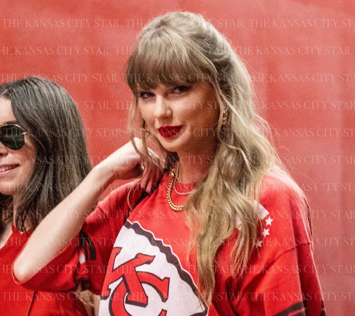 Pop star Taylor Swift walks down through a tunnel to attend an NFL game between the Kansas City Chiefs and the Cincinnati Bengals on Sunday, Sept. 15, 2024 at GEHA Field at Arrowhead Stadium.