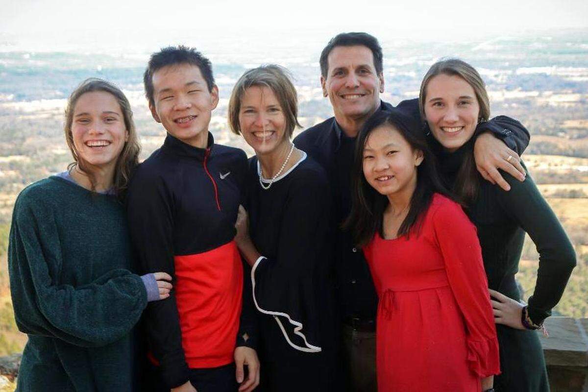 The Thurlby family on a vacation in Arkansas. Pictured from left to right are Carolyn, Liam, Kristin, Trace, Elliese and Hannah.