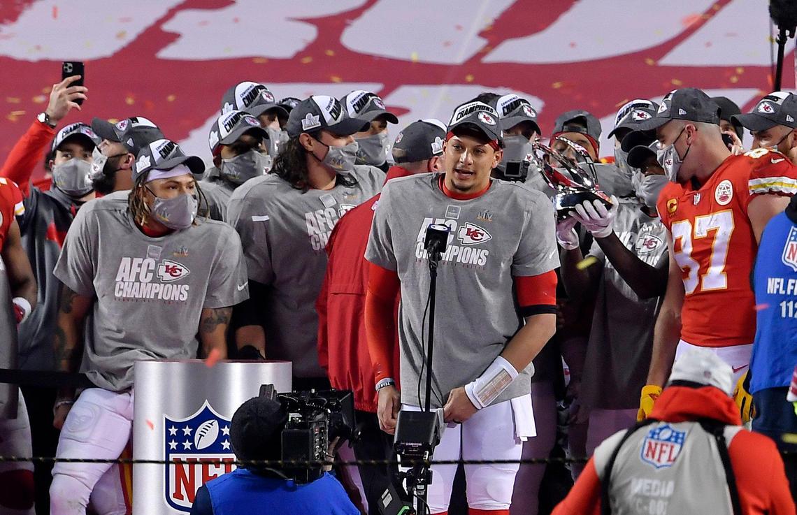 Chiefs quarterback Patrick Mahomes spoke after Kansas City beat the Buffalo Bills, 38-24 to win the AFC Championship game Sunday at Arrowhead Stadium.