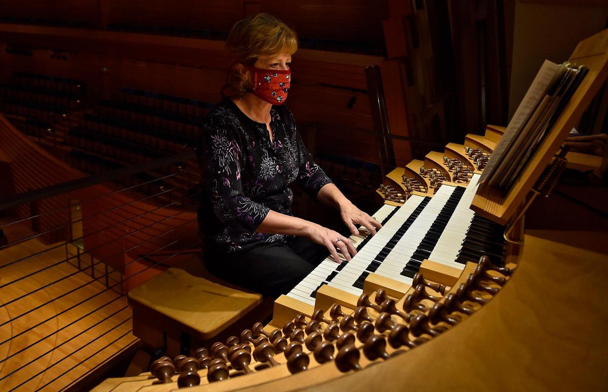 About every two weeks Jan Kraybill goes to the empty Helzberg Hall at the Kauffman Center for the Performing Arts to check on the Casavant Organ. “I am looking and listening just to make sure things are going well. They have to be ready to sing when we’re all ready to back there.”