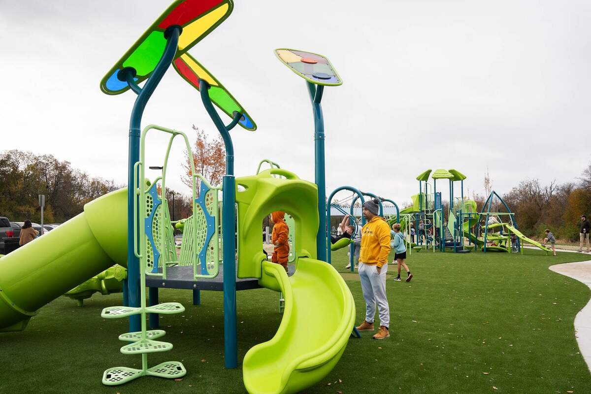 Red Hawk Park, which opened last fall, features a playground as well as a shelter and multisport court.