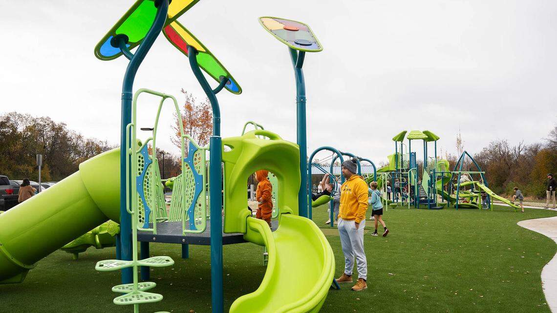 Lee’s Summit’s Red Hawk Park, which opened in 2025 at 2600 SW Old Port Road, has a playground and a multi-sport court.