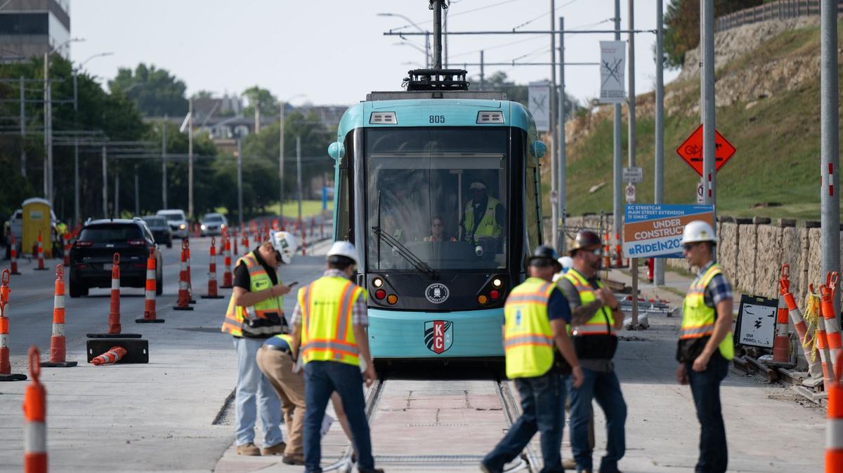KC Streetcar Authority running tests on the new Main Street rail line on Wednesday, Aug 21, 2024.