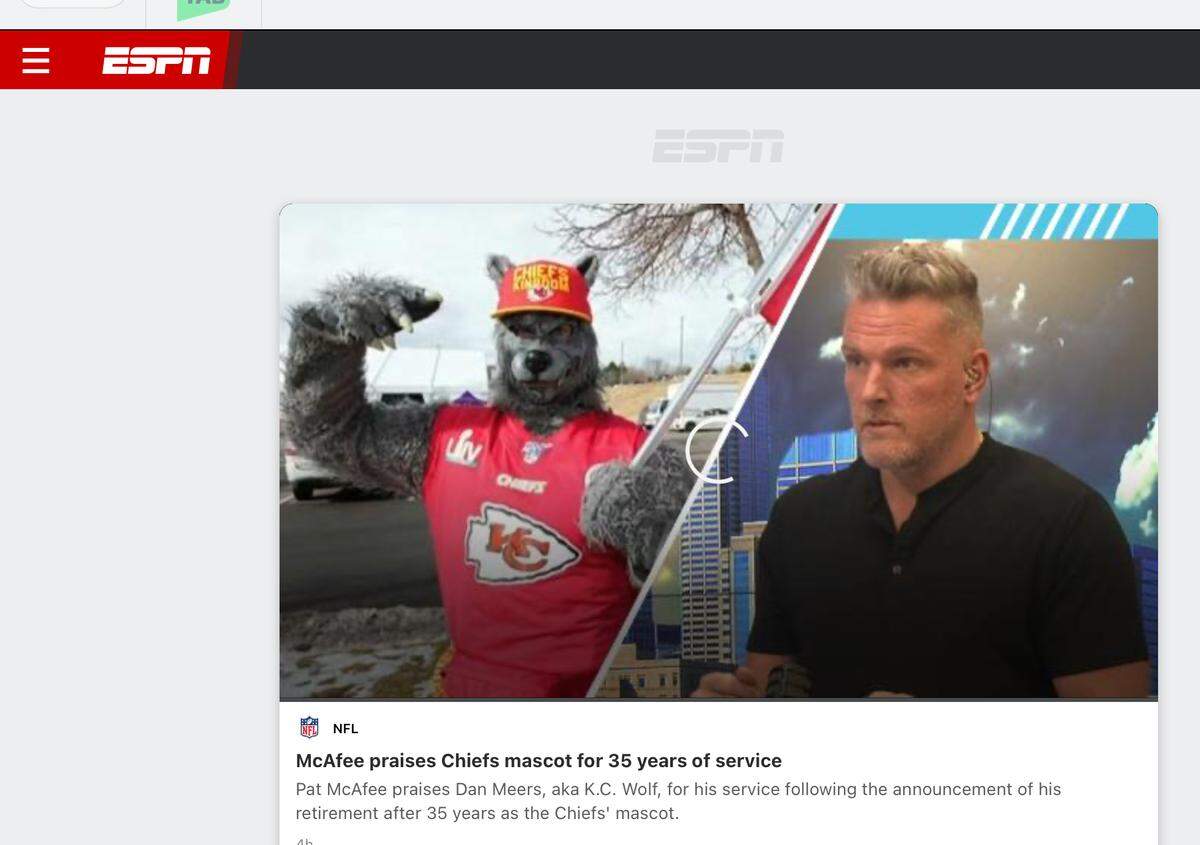 ESPN accidentally used a photo of an infamous Chiefs fan instead of KC Wolf.