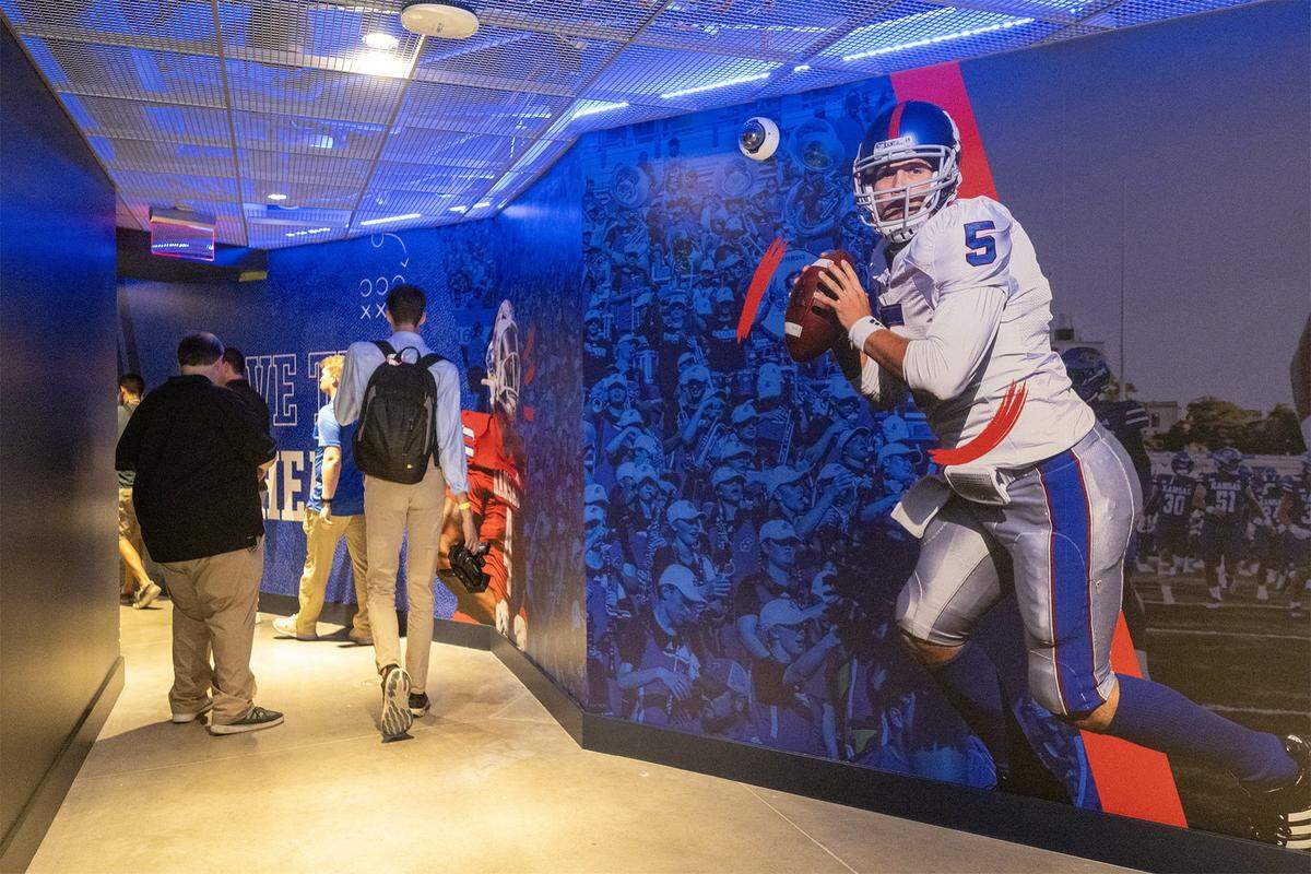The entrance to the 1921 Field Club at the new David Booth Kansas Memorial Stadium.