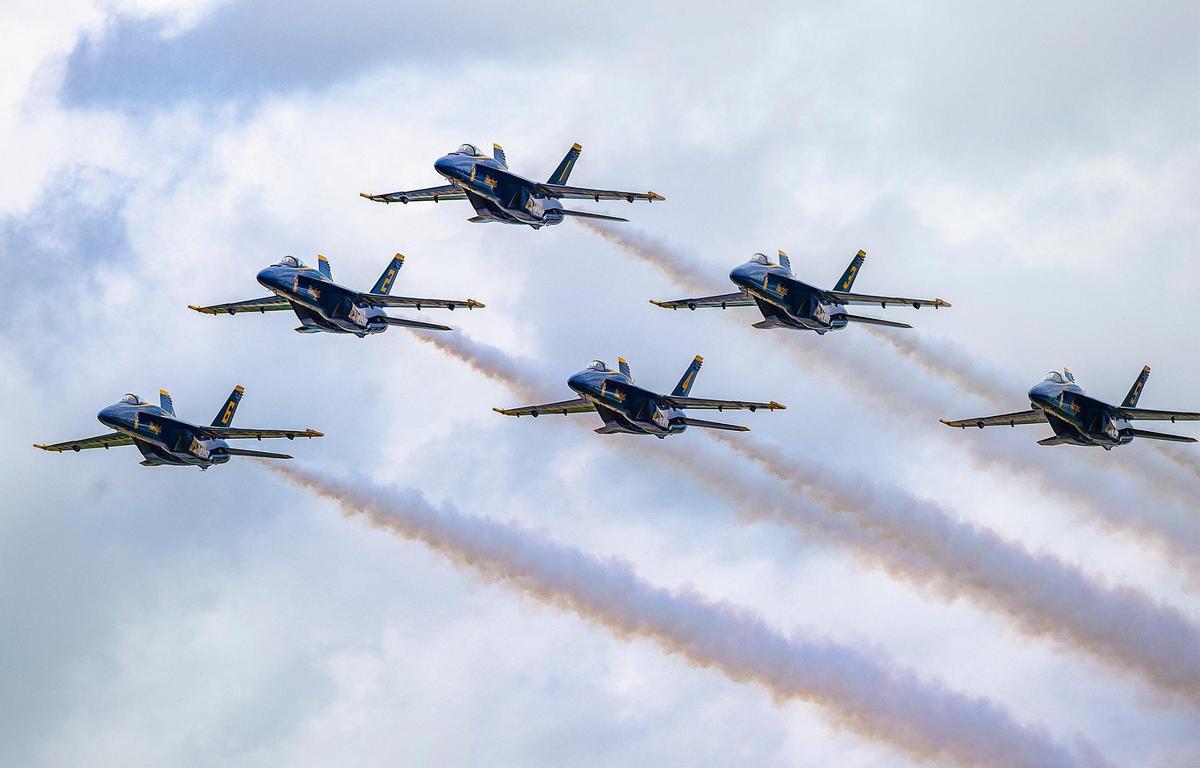 The U.S. Navy Blue Angels arrived at the New Century AirCenter near Gardner, Kansas, Thursday, July 1, in preparation for the 2021 KC Air Show on Saturday and Sunday. The elite group of pilots will perform over the weekend. Last year’s air show was canceled due to the pandemic.