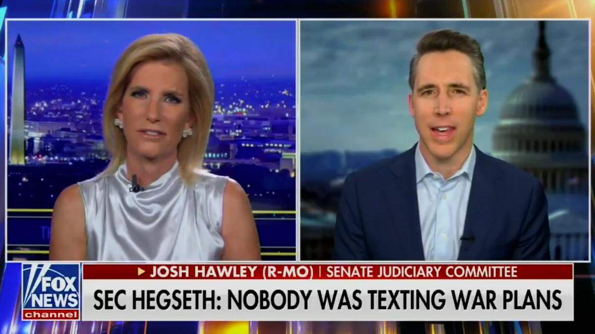 “This is what the leftist media is reduced to,” Sen. Josh Hawley said on Laura Ingraham’s Fox News show Monday.