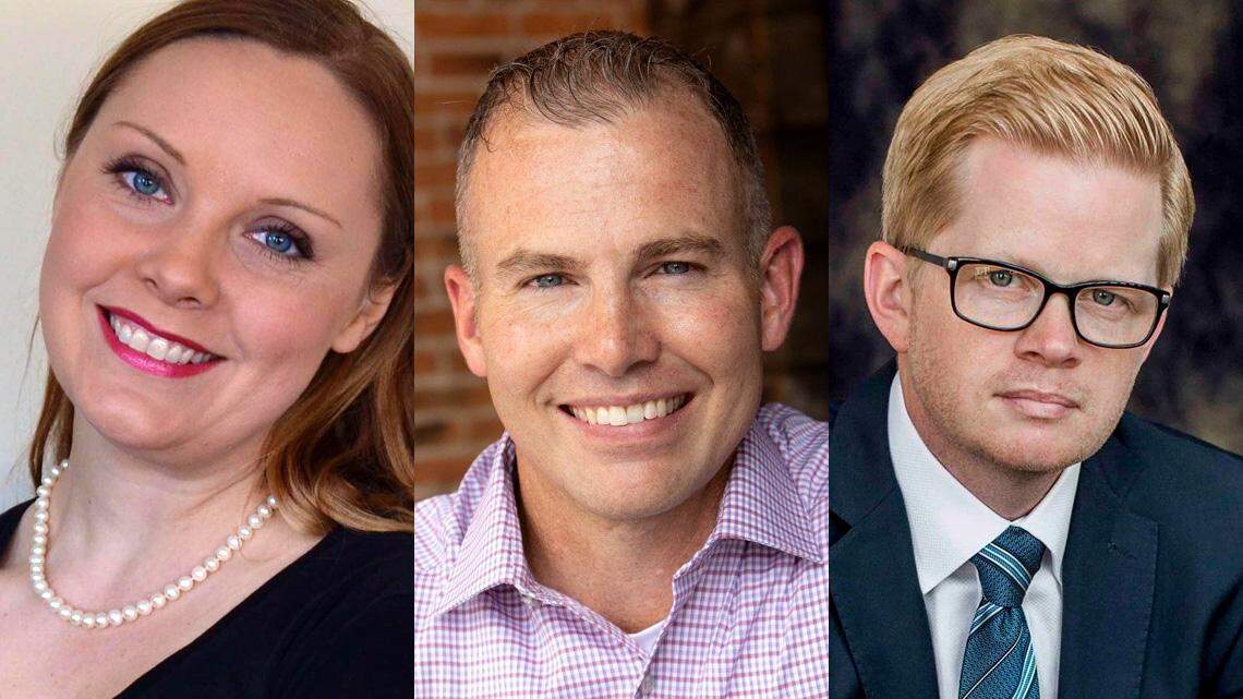 State Rep. Sara Walsh, State Sen. Caleb Rowden and State Sen. Rick Brattin