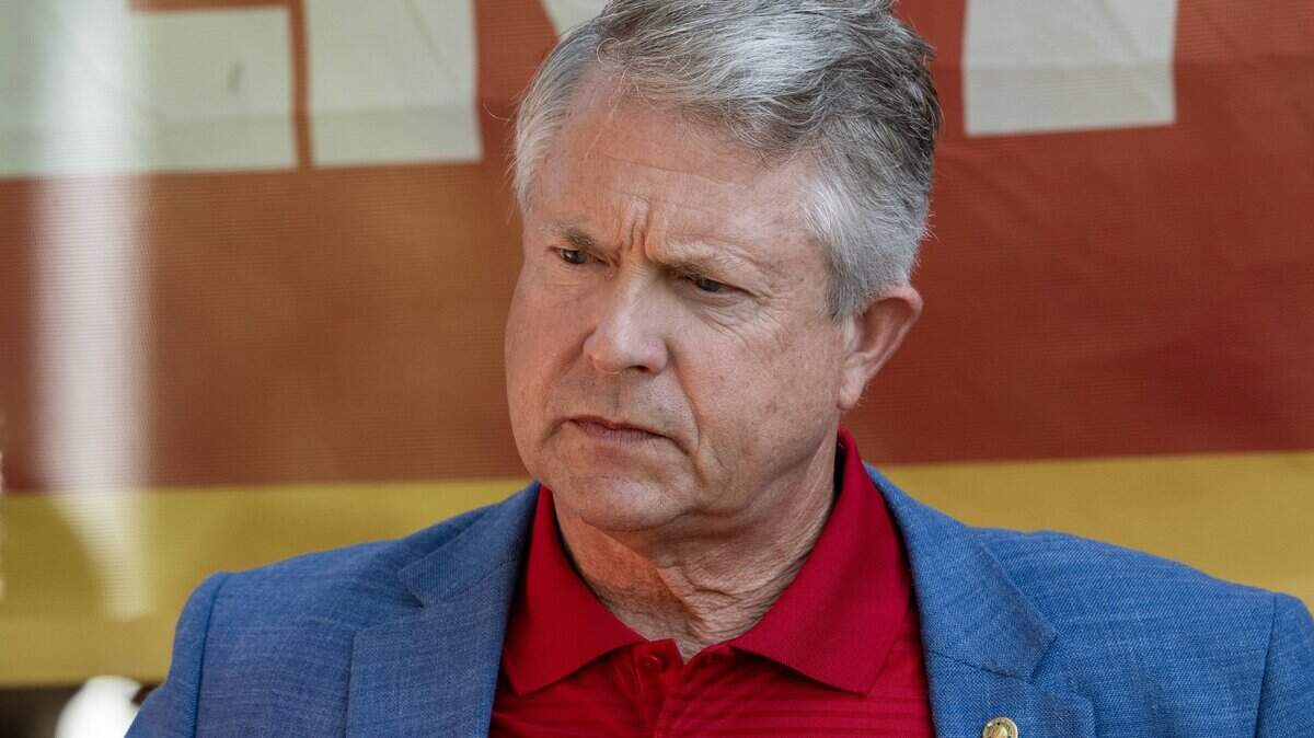 United States Sen. Roger Marshall of Kansas attends Kansas City Chiefs training camp at Missouri Western State University on Monday, July 28, 2025, in St. Joseph, Mo.