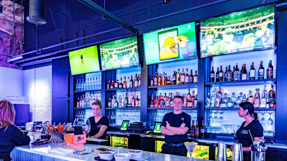 The bar at Final Final located at 12687 Metcalf Avenue in Overland Park.
