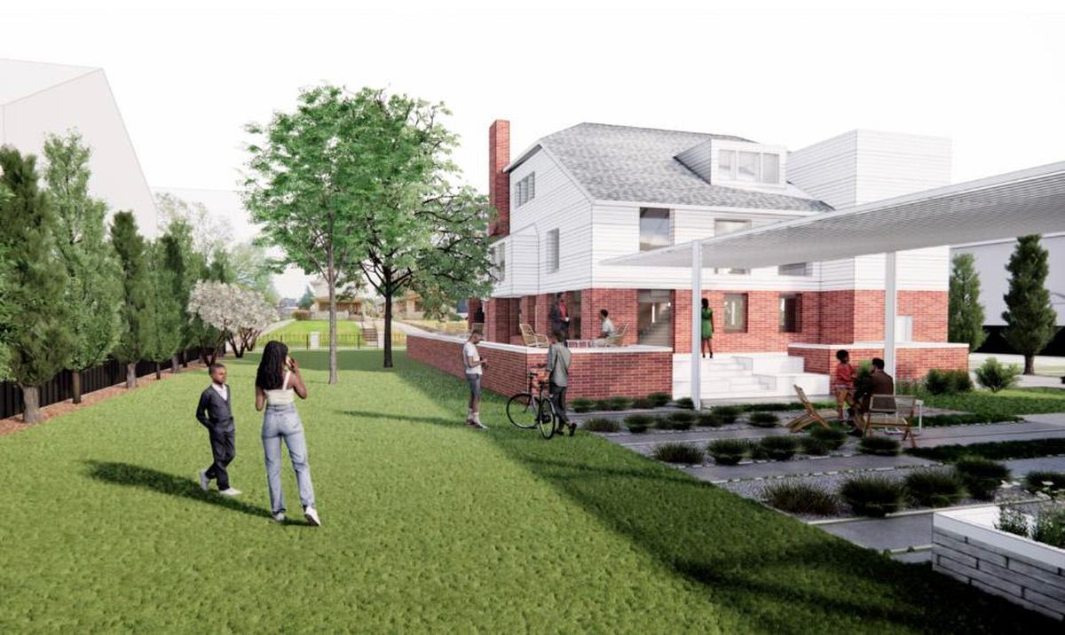 Rendering by Multistudio of the the backyard of Satchel Paige former home at 2626 E. 28th St. in Kansas City.