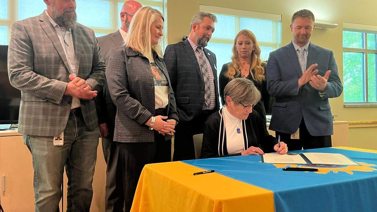 Kansas Gov. Laura Kelly signs a bill legalizing fentanyl test strips.