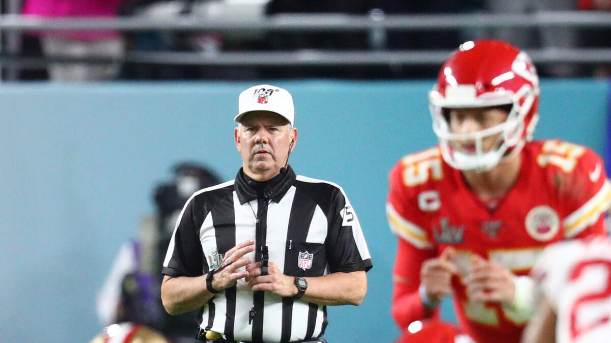 NFL referee Bill Vinovich during Super Bowl LIV between the San Francisco 49ers against the Kansas City Chiefs at Hard Rock Stadium.