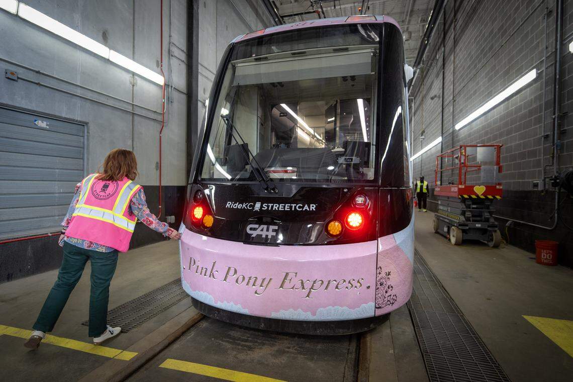 The custom KC Streetcar wrap, named the "Pink Pony Express", featured a Chappell Roan design in Kansas City on Thursday, September 25, 2025. The singer is promoting two concerts she will perform in the city this October.