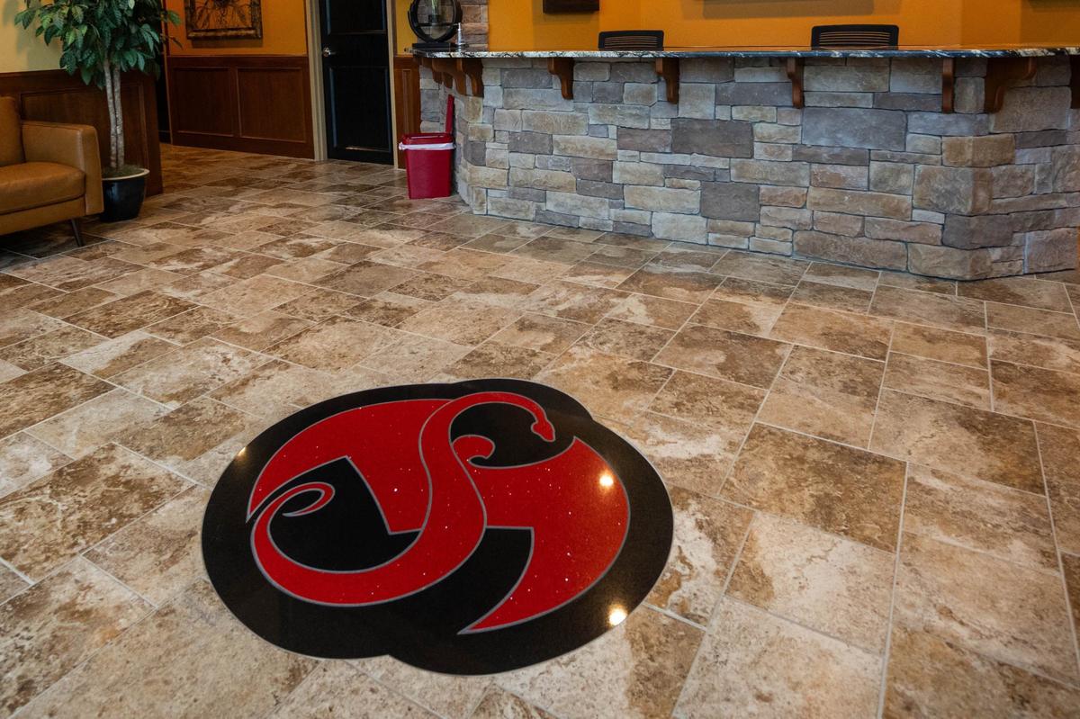 Strange Land features thousands of iterations of their now famous logo, a snake and a bat, in its infrastructure, including in the floors and door frames.
