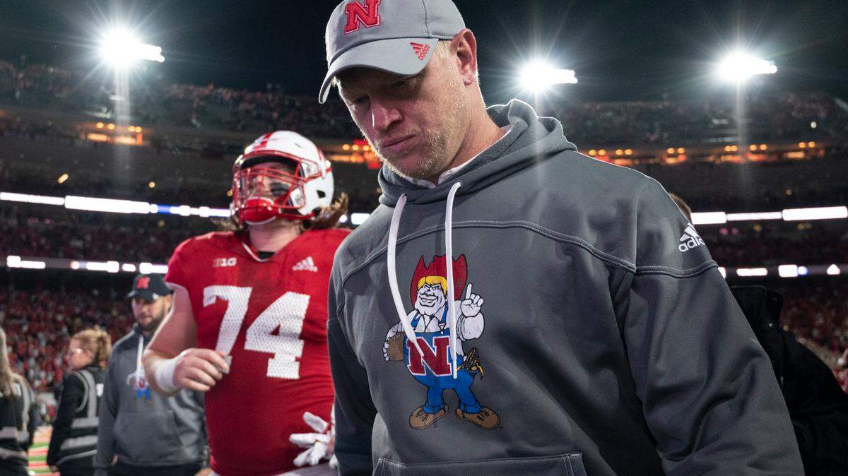 Nebraska coach Scott Frost walks off the field after the team’s loss to Georgia Southern during an NCAA college football game Saturday, Sept. 10, 2022, in Lincoln, Neb. (Noah Riffe/Lincoln Journal Star via AP)