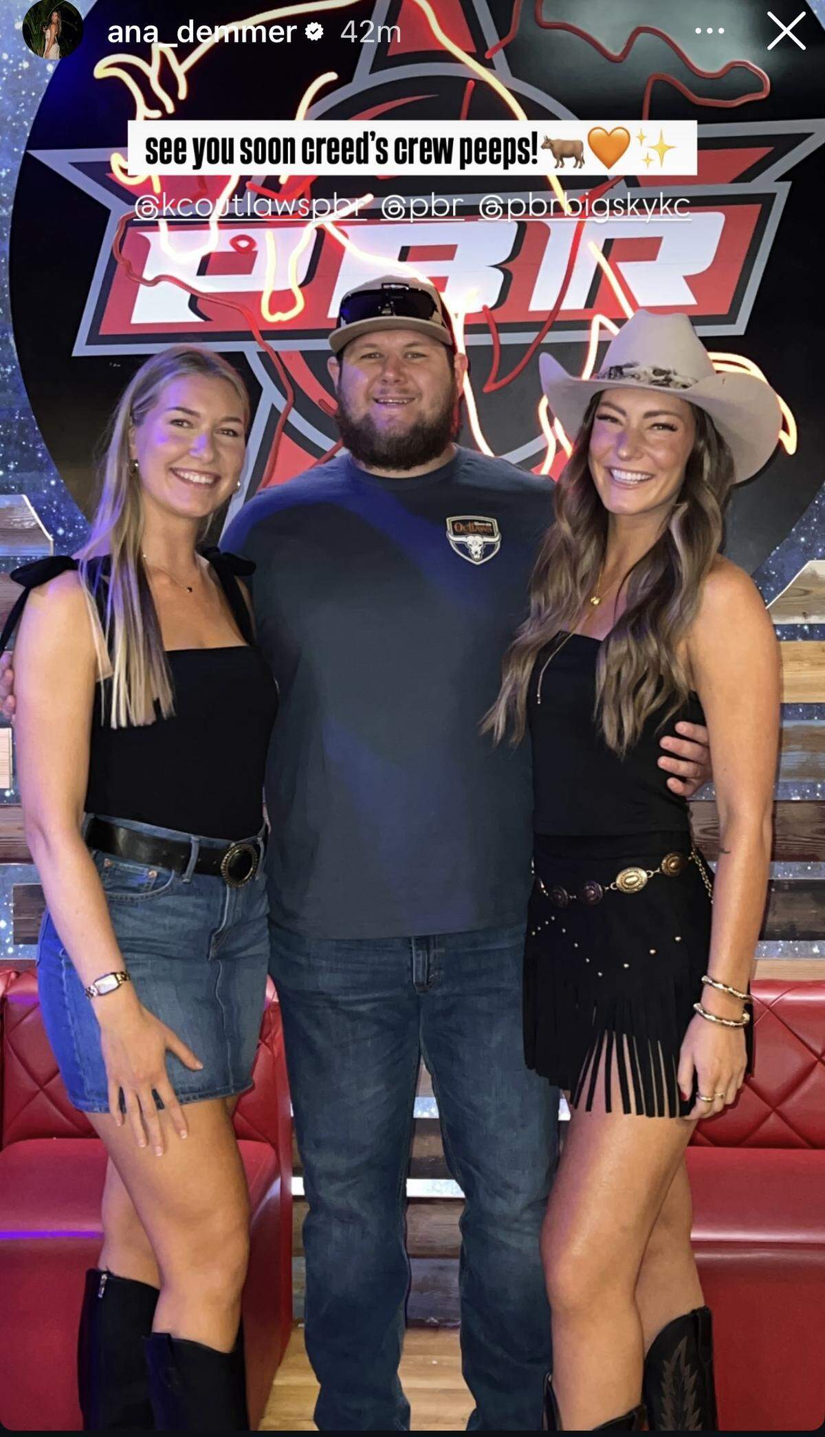Demmer posted this photo of herself with Humphrey and an unidentified woman at the bull riding competition.
