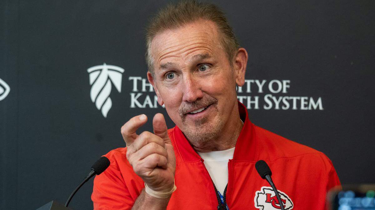 Kansas City Chiefs defensive coordinator Steve Spagnuolo speaks with media following practice at Chiefs OTAs on Wednesday, June 3, 2026.