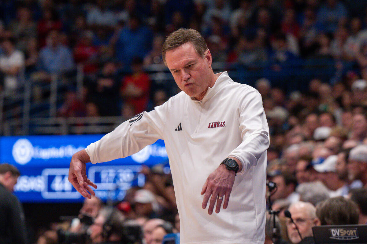 Kansas Jayhawks head coach Bill Self in the second half of the win vs. the Arizona Wildcats on Monday, February 9, 2026, at Allen Fieldhouse.
