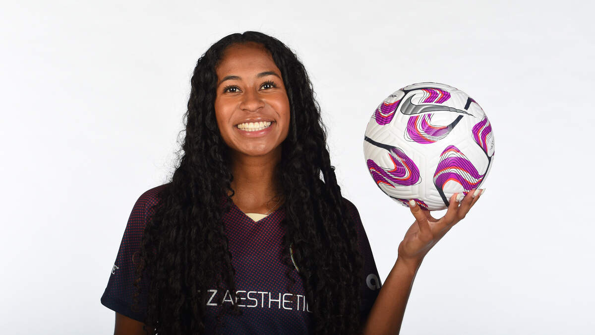 Croix Soto poses for a photo during media day at Trailblazer Studios in Raleigh, North Carolina, on Feb. 1, 2023.