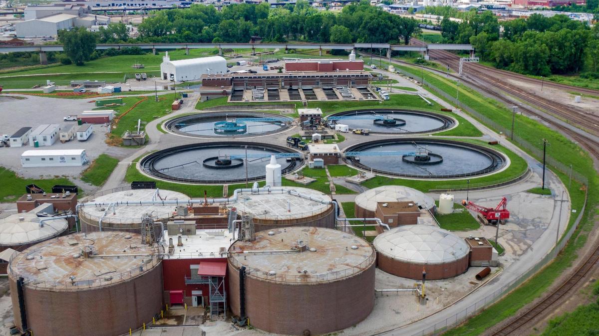 Overnight storms left KC Water’s Blue River Wastewater Treatment Plant, 7300 Hawthorne Rd., without power Saturday, July 10, and the plant was unable to treat wastewater. Untreated wastewater was discharging into the Blue River in Kansas City.