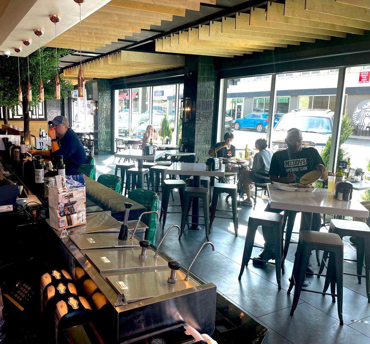 Inside Meddys in Brookside, there’s a full bar, plus seating for about 100 guests.