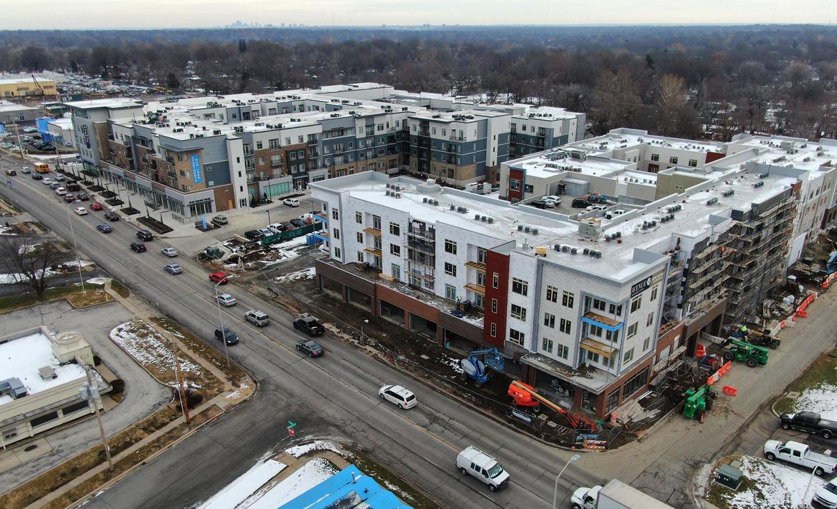 Avenue 80, a 220-unit apartment complex at 80th Street and Metcalf Avenue, will be followed up by Avenue 81, right, a 150-unit senior independent and assisted living project at 82nd Street in downtown Overland Park.