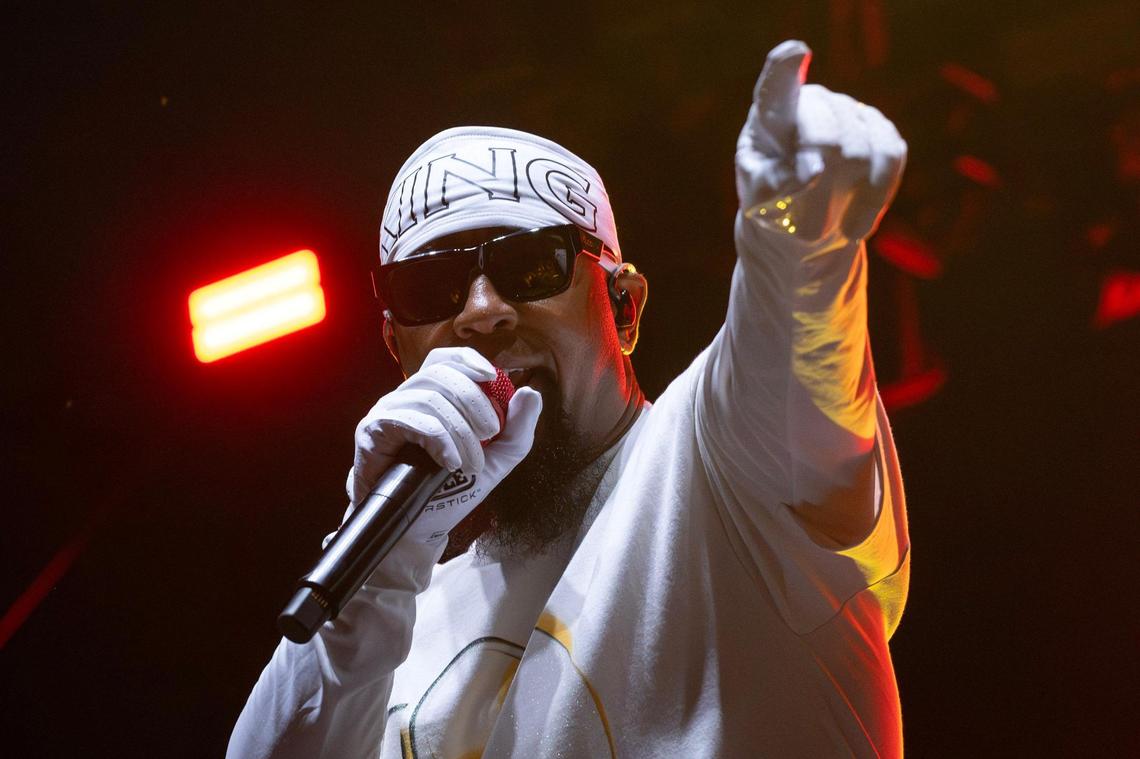 Rapper Tech N9ne performs on the main stage during Boulevardia on Saturday, June 14, in Kansas City.
