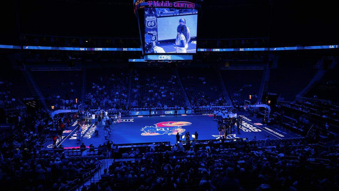 Amid criticism, the Big 12 Conference has updated look of tournament court