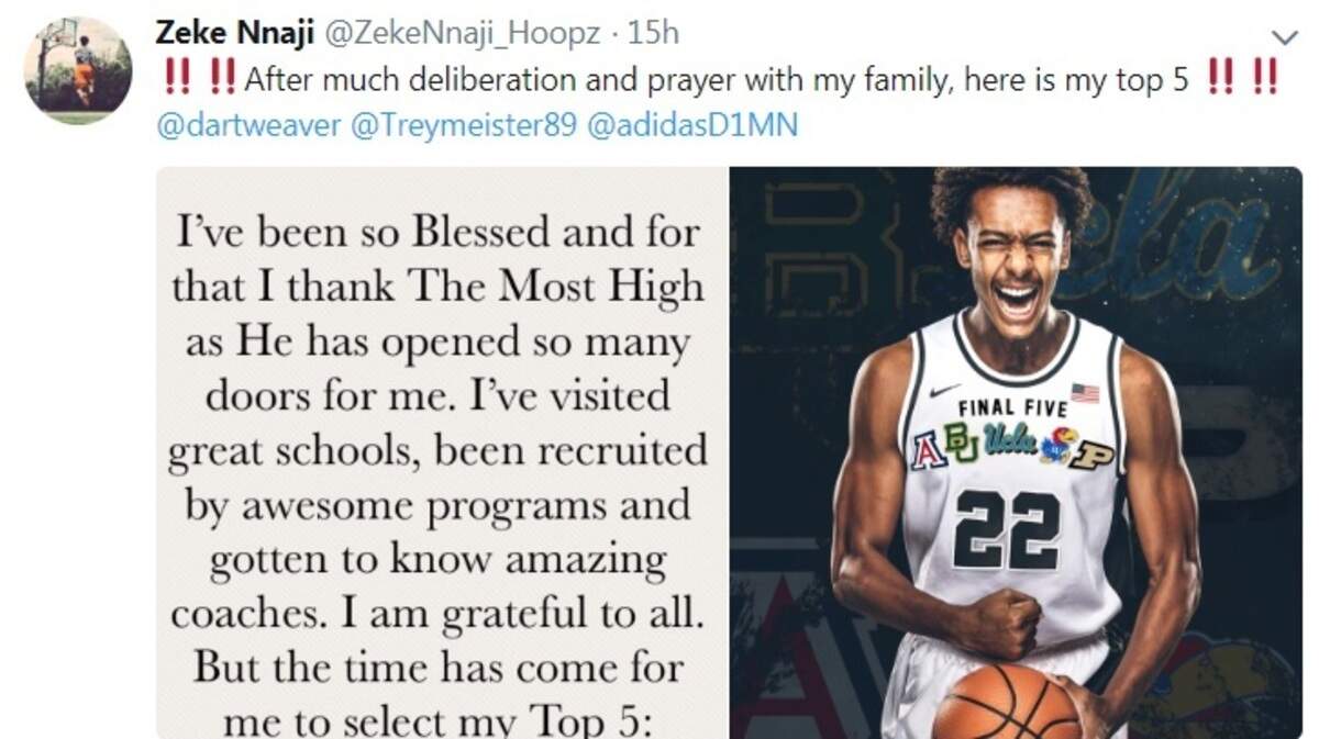 Zeke Nnaji’s latest tweet ...