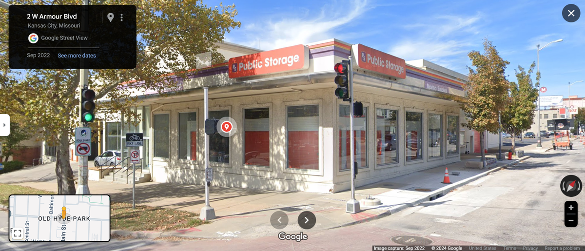 Two individuals’ belongings were damaged by water at the Public Storage facility at 3440 Main St. in Kansas City, seen here in a Google Maps image taken in 2022.