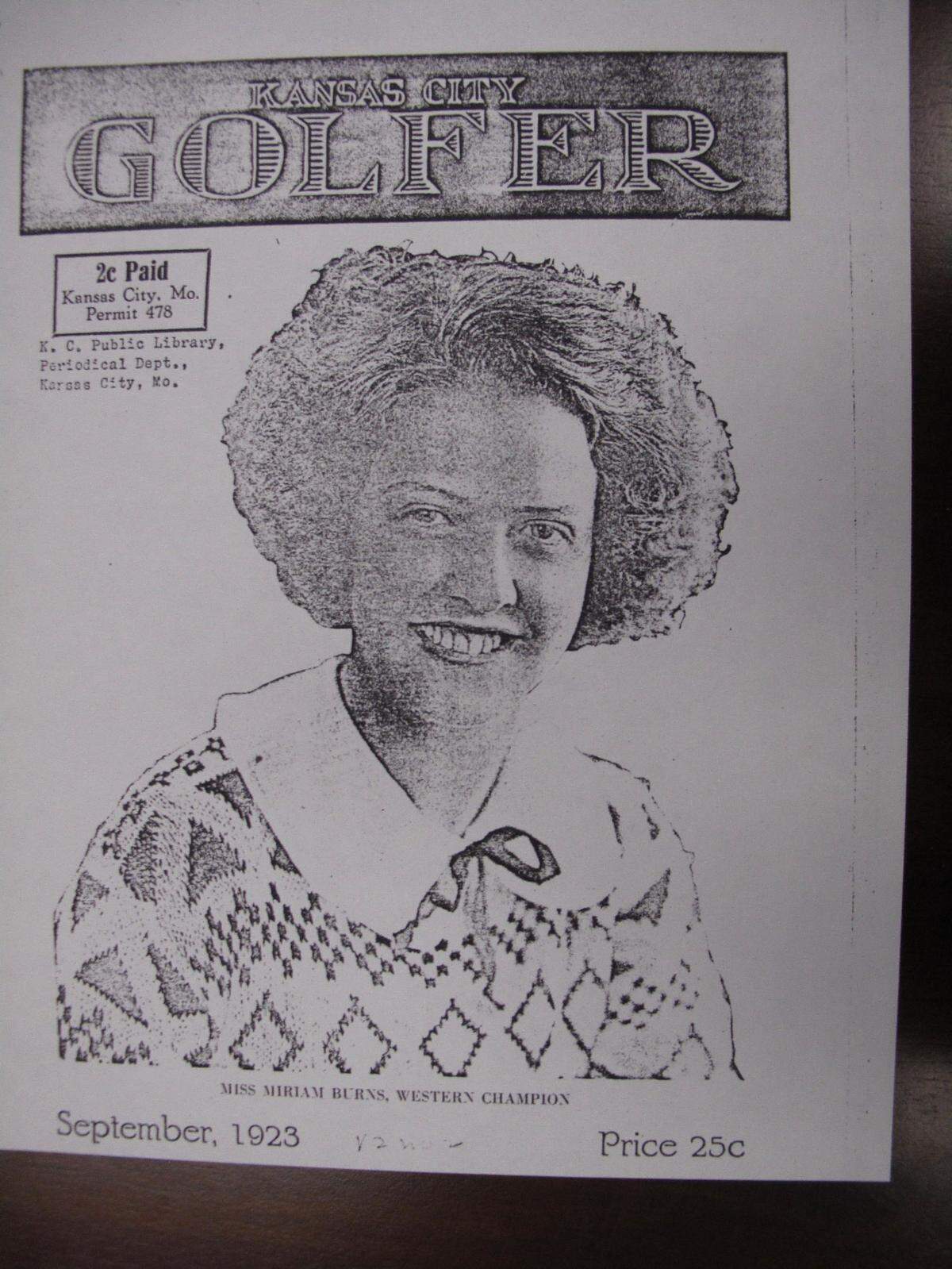 Miriam Burns graced the cover of Kansas City Golfer in September of 1923.