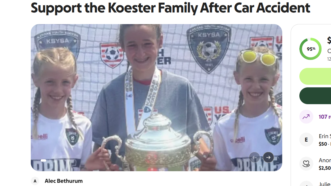 KC area 5th grader dies after car crash on the way to soccer tournament
