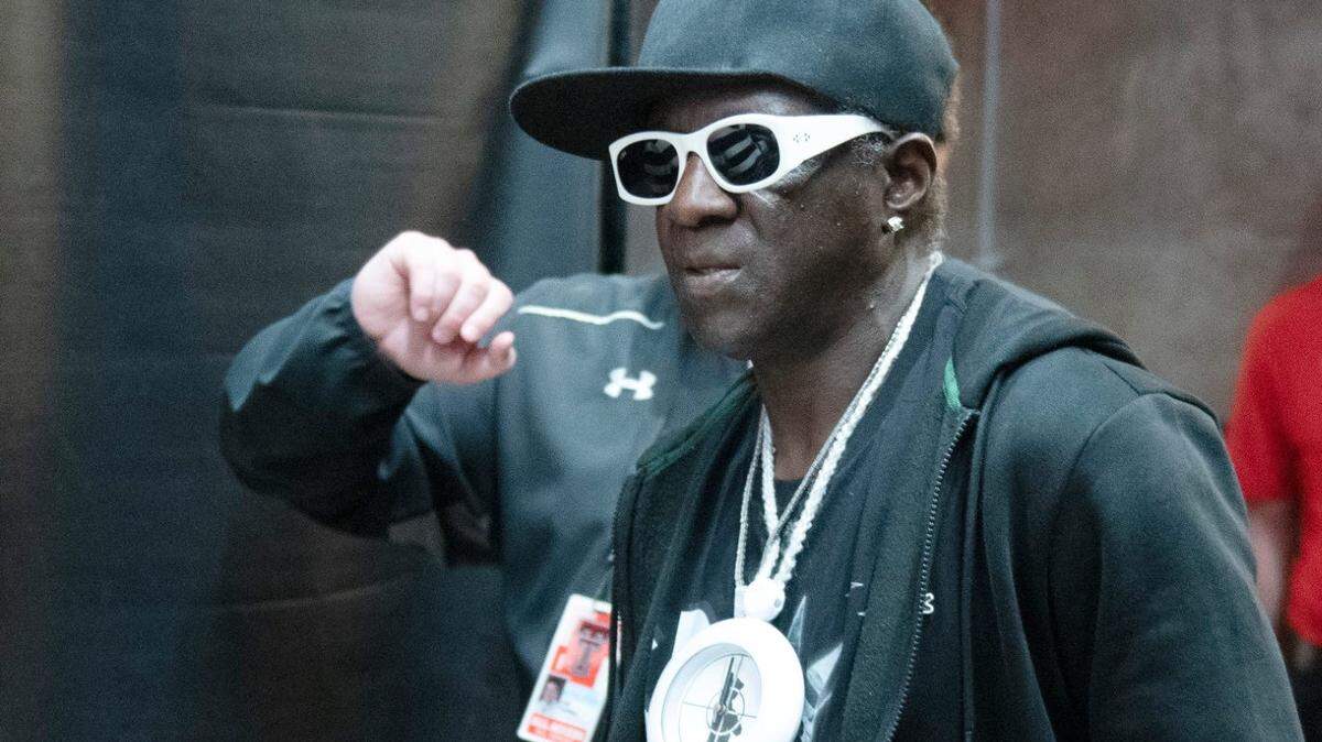 Flava Flav walks out to the Texas Tech game against Texas, Tuesday, Feb. 27, 2024, at United Supermarkets Arena.