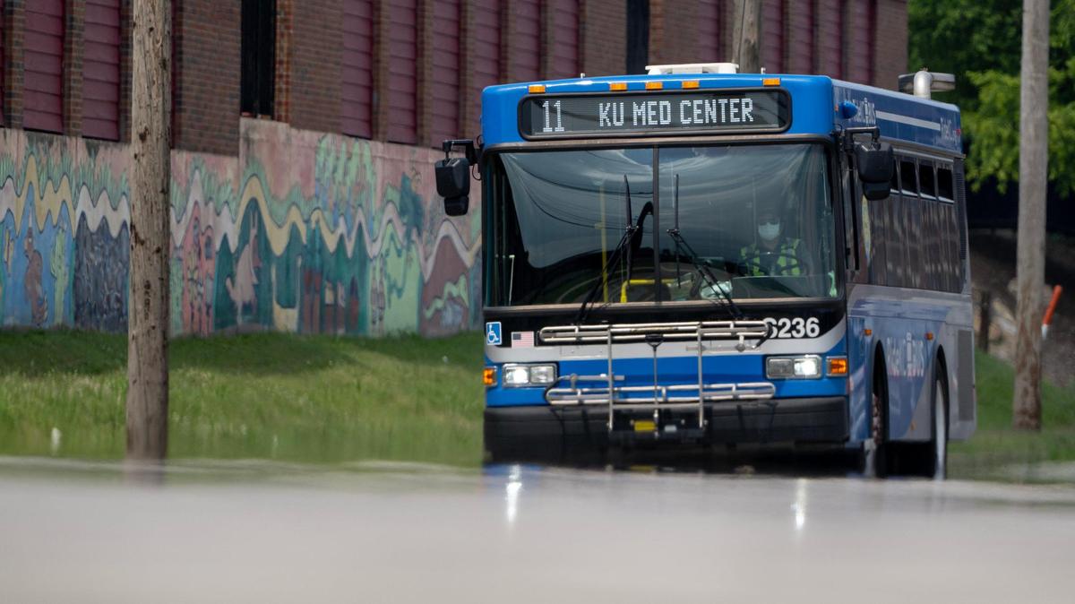 A RideKC bus drives along Southwest Boulevard on Monday, June 5, 2023, in Kansas City.