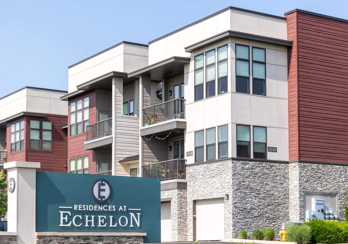 A Lee’s Summit police officer was shot Sunday evening at the Residences at Echelon apartments in the 3500 block of Southwest Hollywood Drive in south Lee’s Summit. The apartment complex is seen here on Monday afternoon.