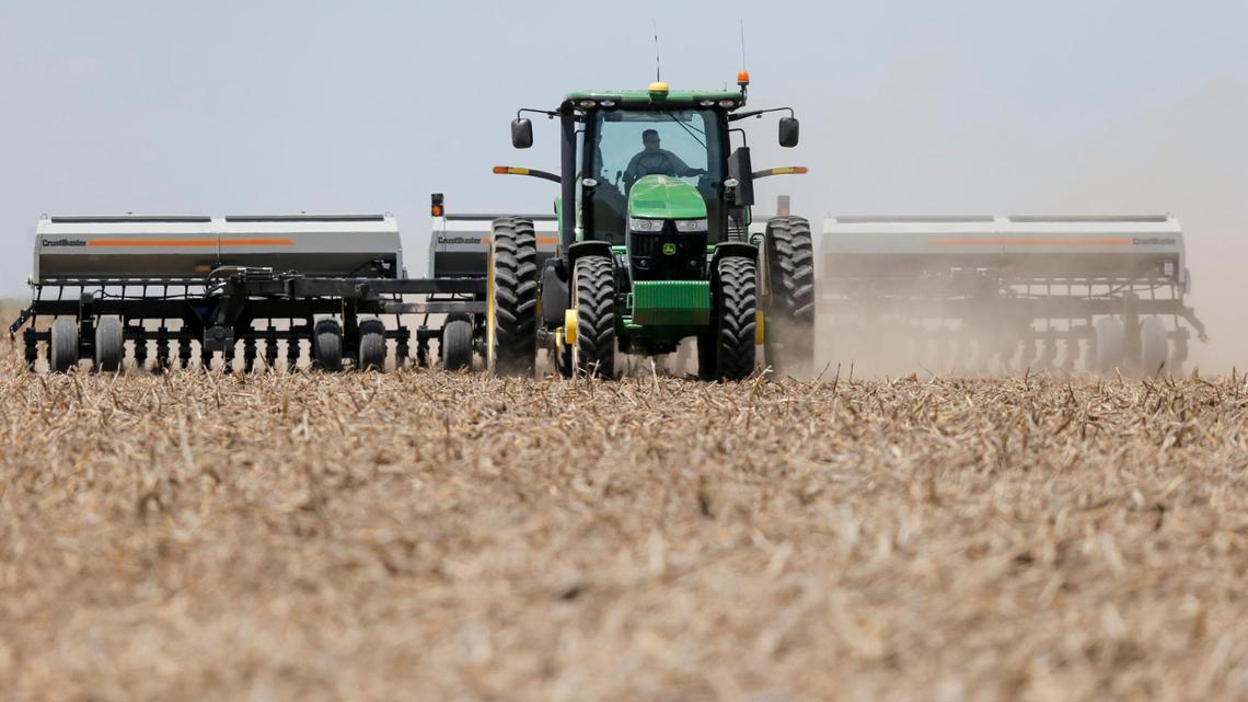 Brant Peterson, shown in 2015, plants sorghum on his farm in Stanton County. It is one of 95 Kansas counties participating in the state’s Rural Opportunity Zones program.
