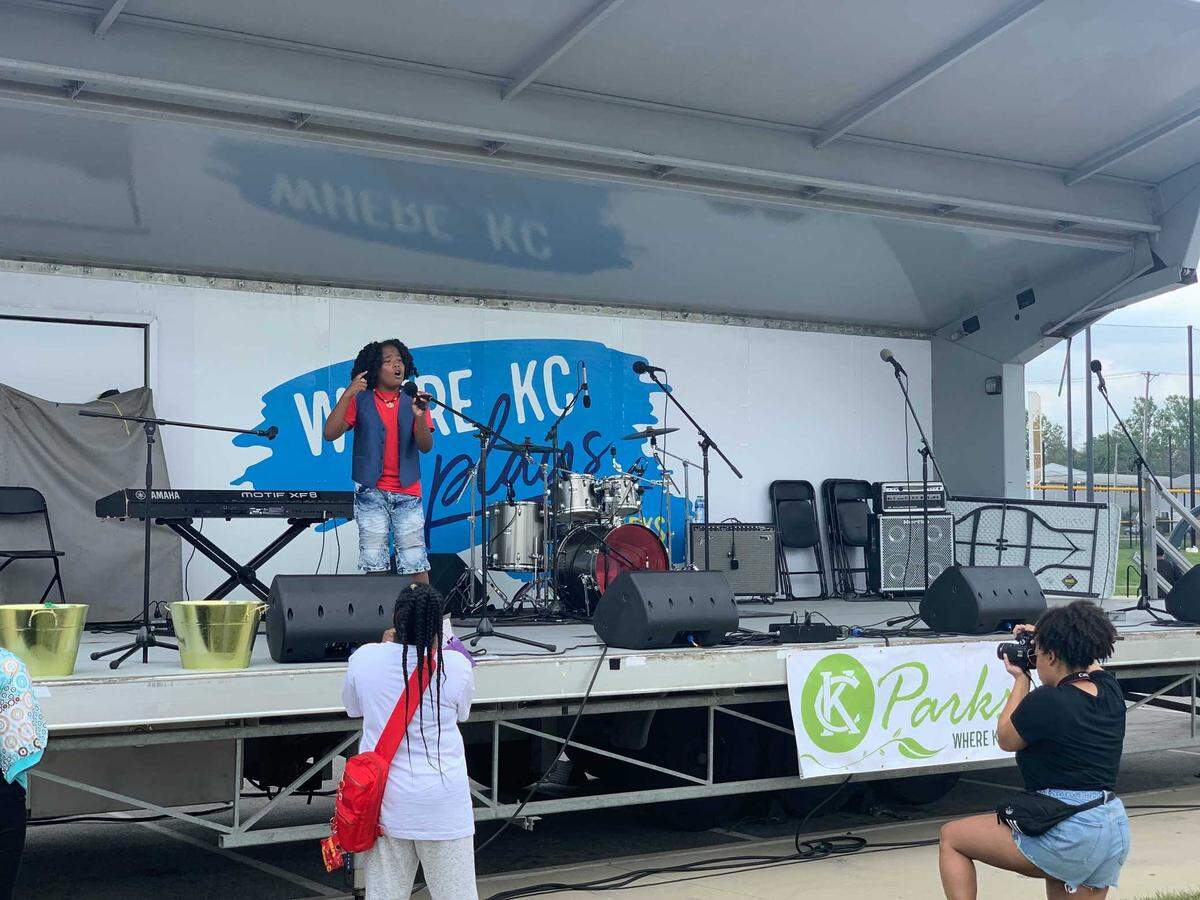 Troy Sanders, 11, sings “A Change is Gonna Come,” by Sam Cook at the JuneteenthKC Heritage Festival on Saturday, June 19.