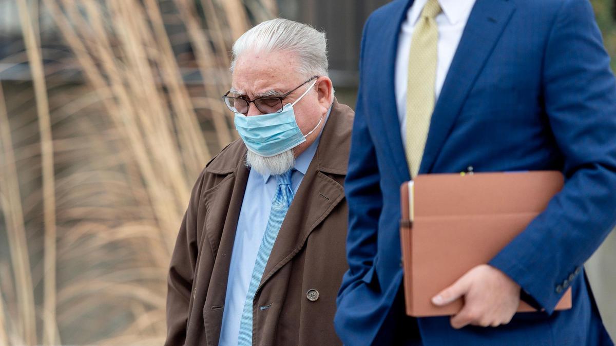 Former Kansas City, Kansas, police detective Roger Golubski walks to a hearing at the federal courthouse on Thursday in Topeka. Golubski asked a federal judge to remove his house arrest requirement before his trial, in which he faces six charges of deprivation of civil rights.