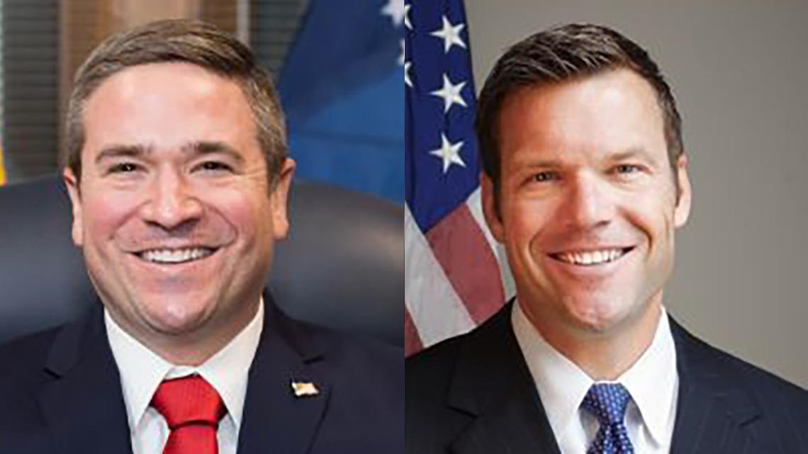 Missouri Attorney General Andrew Bailey and Kansas Attorney General Kris Kobach