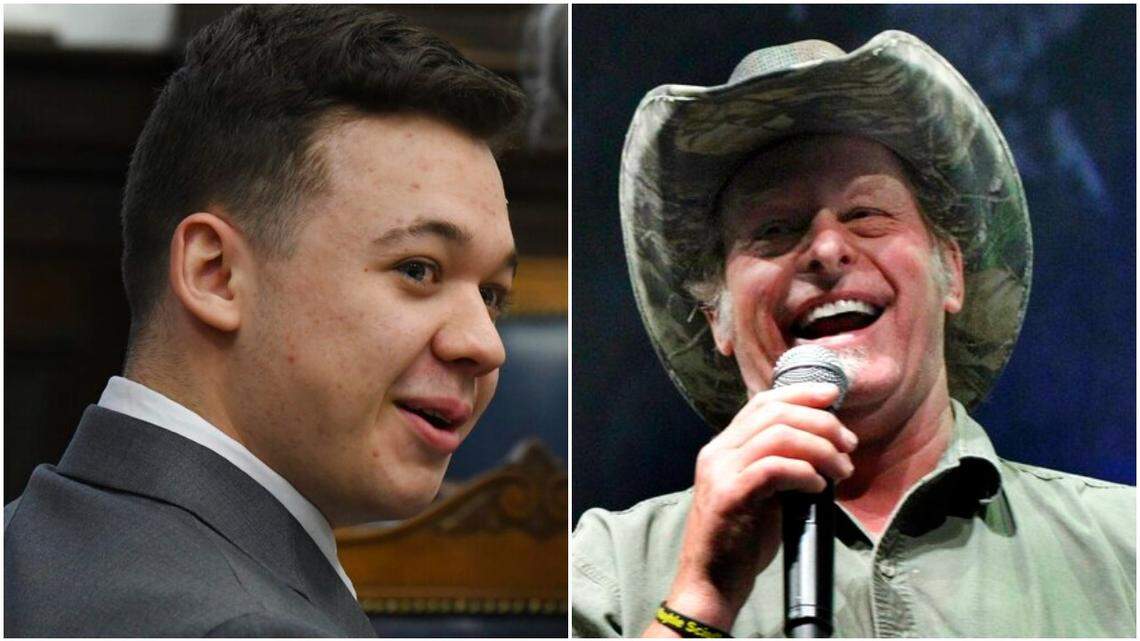 Musician Ted Nugent (right) has offered Kyle Rittenhouse (left) a lifetime supply of ammo. Rittenhouse was acquitted of all charges following two deadly shootings in Kenosha, Wisconsin, in 2020.