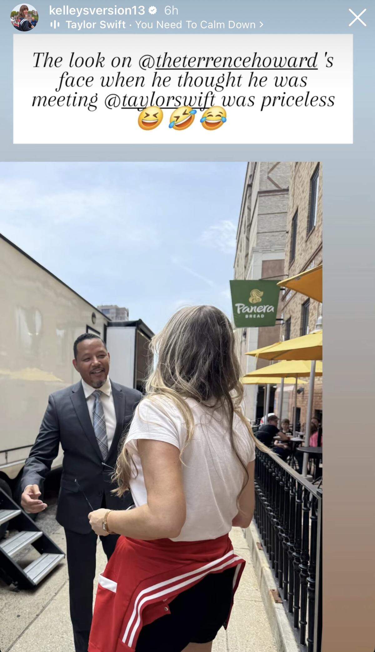 Terrence Howard meeting Kansas City’s Taylor Swift impersonator Kelley Thrasher.