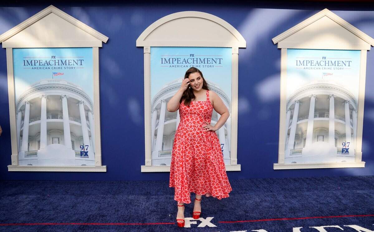 Beanie Feldstein at the Sept. 1 premiere, of “Impeachment: American Crime Story,” in which she plays Monica Lewinsky. “As everyone does, I am getting older and more mature, so I think I surprised myself with this,” Feldstein said.