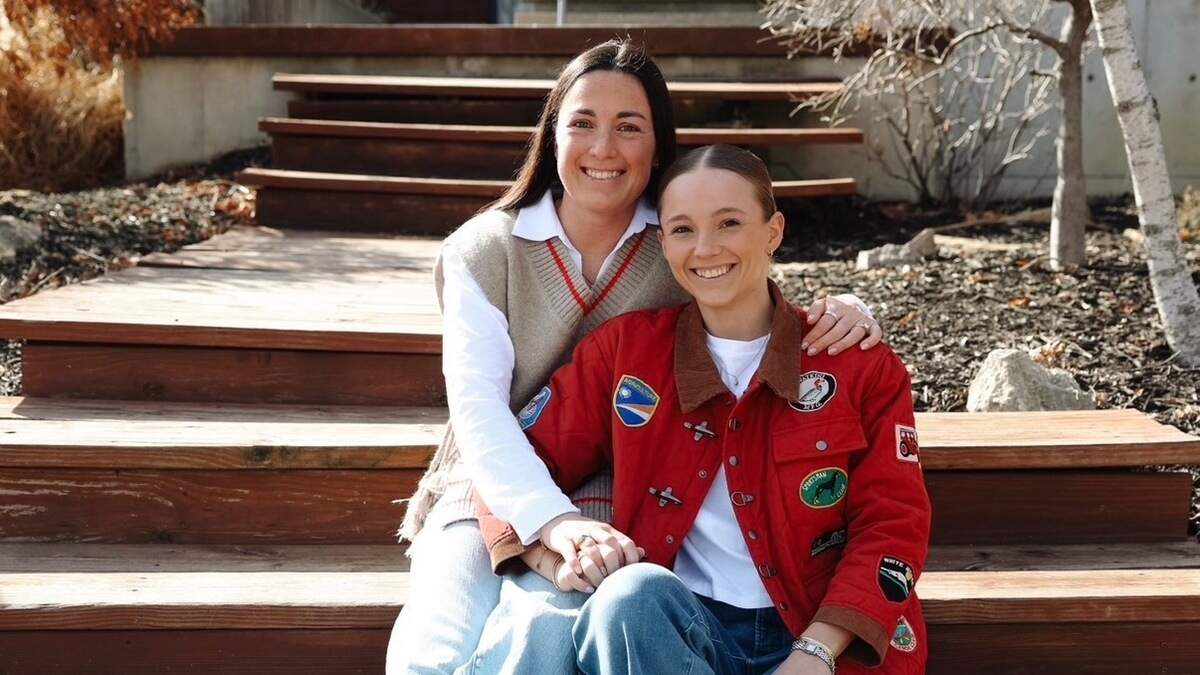 Madeline Gilstrap, left, and Audrey Ford, lacrosse coaches at Pembroke Hill School, are getting married on Valentine’s Day after family and friends helped them decide that the date wasn’t too cheesy after all.