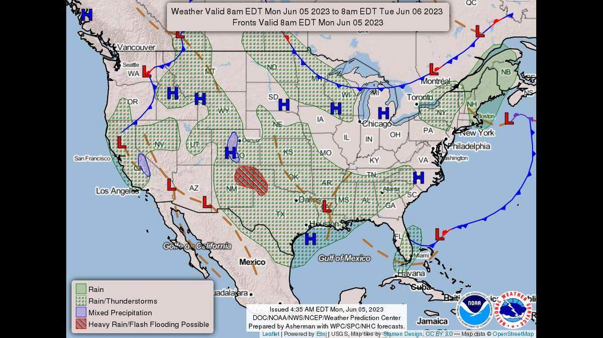 Isolated to scattered showers and thunderstorms are likely Monday afternoon and evening in the Kansas City area, according to the National Weather Service in Kansas City. A few storms will be capable of producing gusty winds and small hail.