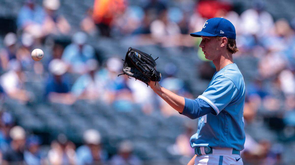 Kansas City Royals starting pitcher Brady Singer (51) on the mound during the first inning against the Colorado Rockies at Kauffman Stadium on June 4, 2023.