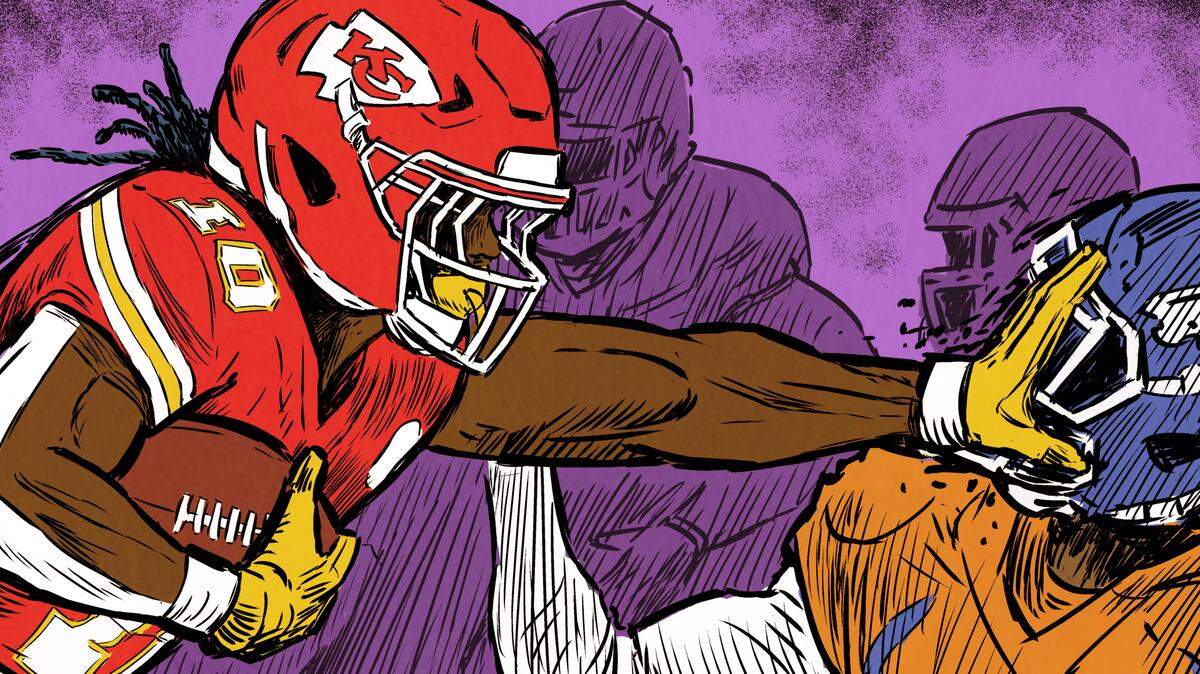 Illustration of Chiefs running back Isiah Pacheco