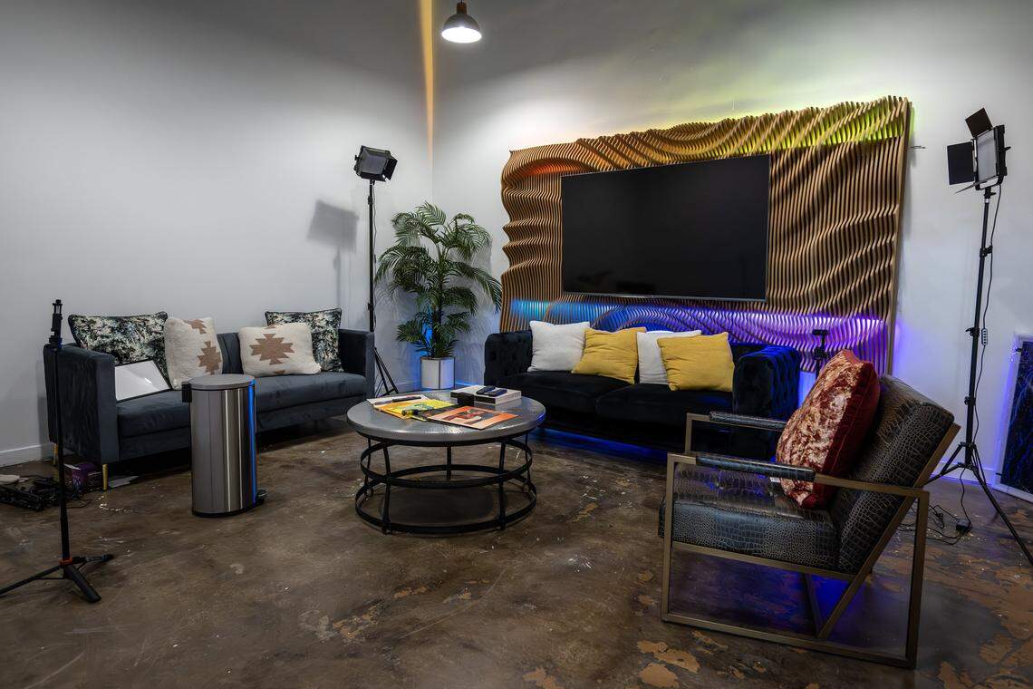 A podcast studio inside the DISTRKCT space at Agnes Arts is seen on Tuesday, Nov. 25, 2025, in Kansas City.