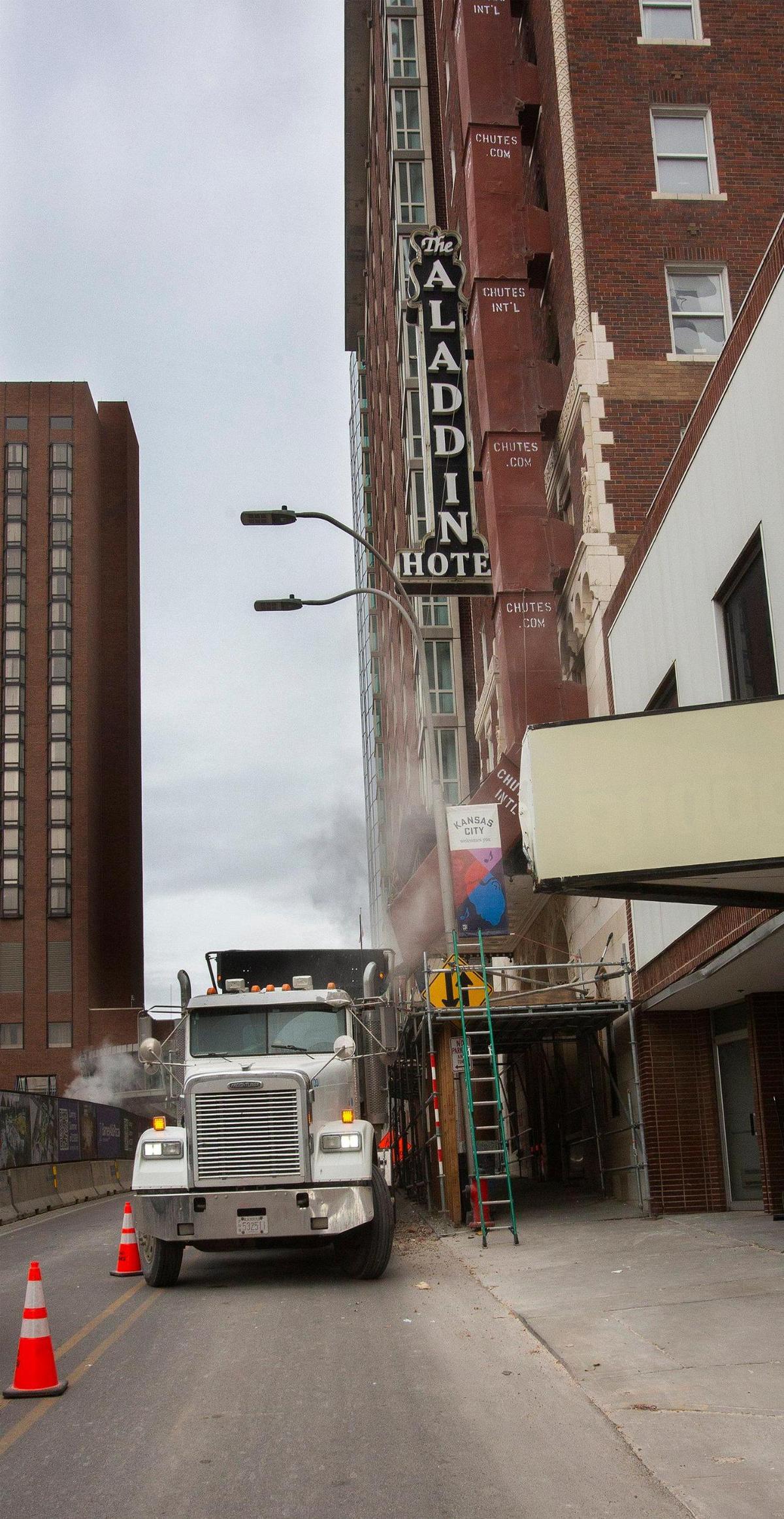 A ground breaking was held Wednesday, January 22, 2025 at the Aladdin Hotel in downtown Kansas City. The Aladdin, opened in 1925 and closed in 2022, is being converted into apartments and is scheduled to open in the Spring of 2026.